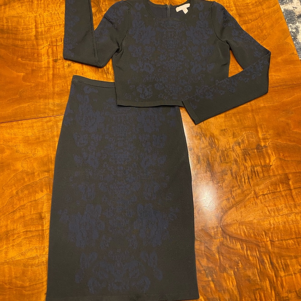 Banana Republic Long Sleeve Knit Crop Top and Matching Knit Pencil Skirt EUC!